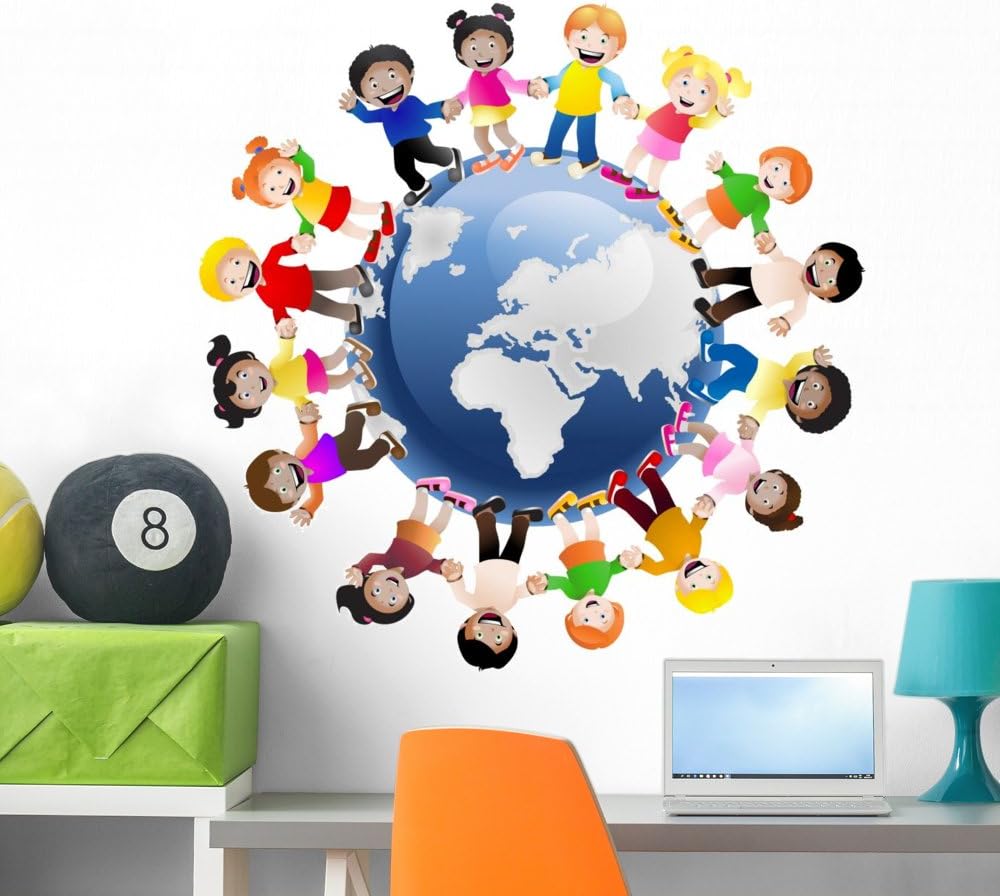Wallmonkeys FOT-28754158-36 WM227087 Kids Around The World Peel and Stick Wall Decals, 36" H x 36" W-Large