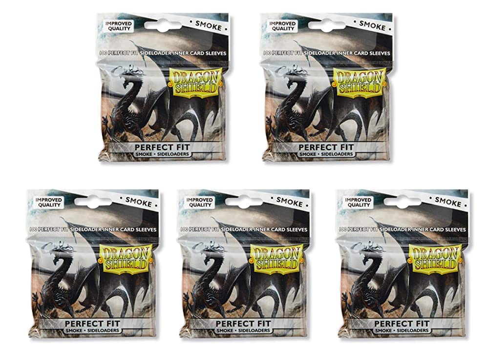 5 Packs Dragon Shield Inner Sleeve Sideloader Smoke Standard Size 100 ct Card Sleeves Value Bundle!
