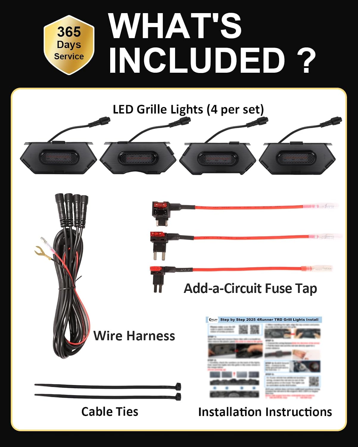 Front Bumper LED Grill Lights for 2025 2026 Toyota 4Runner TRD Pro Trailhunter Raptor Marker Lights Bars 6th Gen 4Runner Exterior Accessories (Yellow)