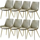 Juego de 8 sillas de comedor elegantes de piel sintética con patas de metal, asientos elegantes y cómodos para cocina, sala de estar, oficina y dormitorio