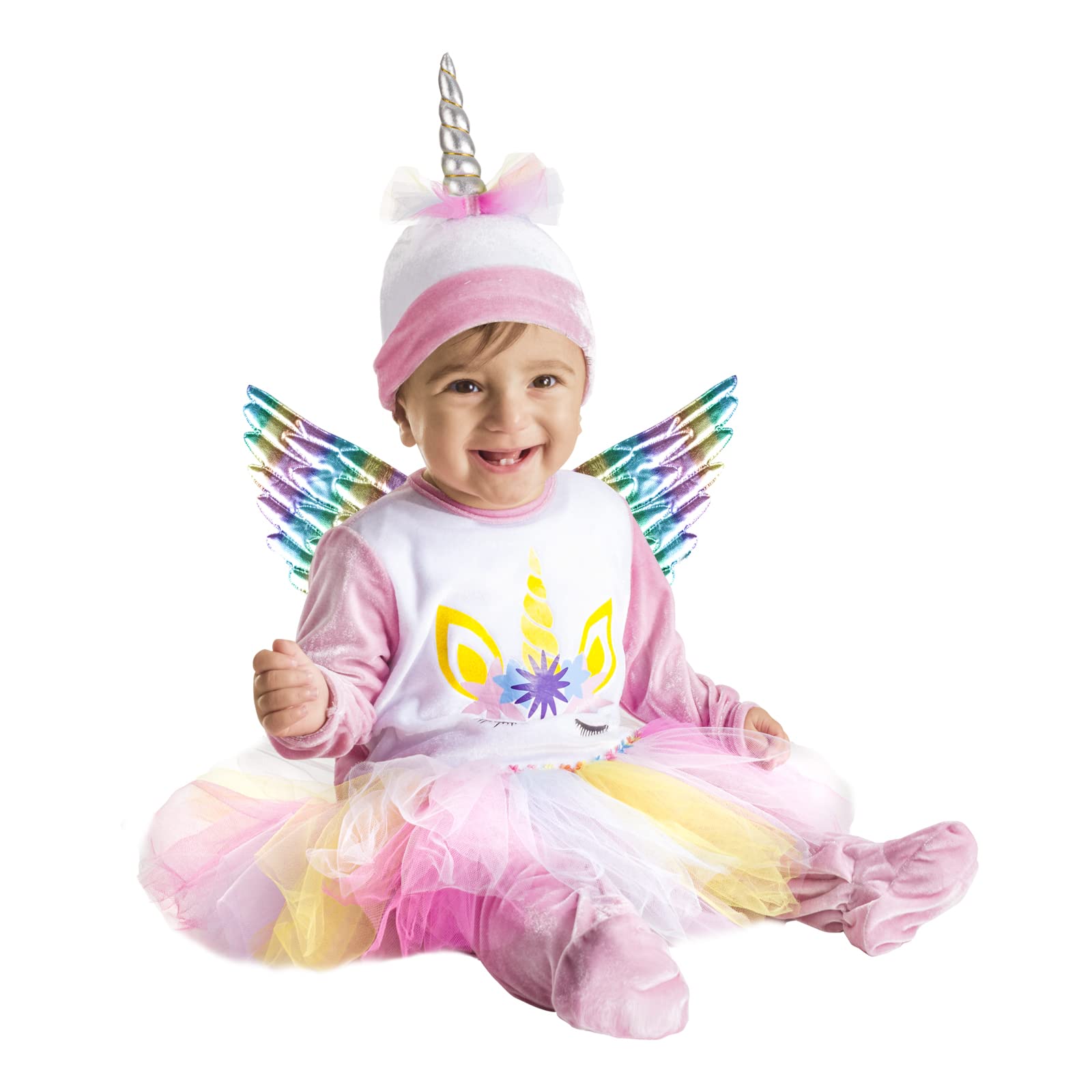 PEGASUS COSTUME UNICORNO ARCOBALENO NEONATO VESTITO CARNEVALE