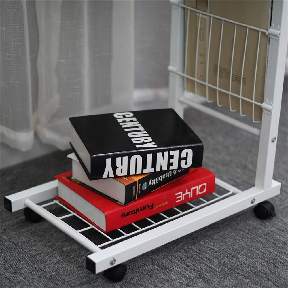 sogesfurniture End Table,Portatile Tavolo Laptop con Ruote,Tavolino,Compatto Tavolo per PC Notebook Tavolino per caffè Tavolino da Scrivania,Altezza Regolabile,Bianco BHEU-C6-DW