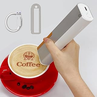 Mini Impressora Jato Tinta ComestíVel PortáTil,Impressora PortáTil De Alimentos 1200mah/Impressora Café/Impressora Arte Latte,MáQuina Alimentos,Cartuchos De Tinta Impressora Jato Tinta,Silver