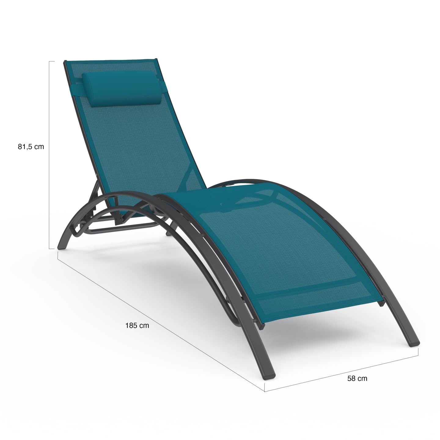 IDMarket - Lot de 2 transats de Jardin inclinables en Acier Havane Gris Anthracite et Toile Bleu Canard avec Coussin