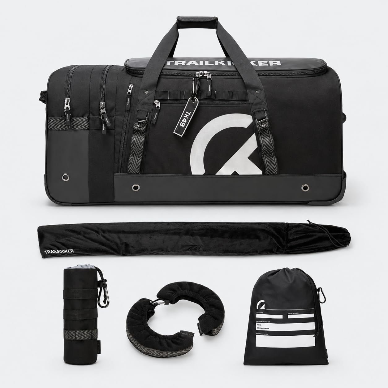 TRAILKICKER Sac de hockey extra large avec roues, sac de transport durable pour équipement de sport avec plusieurs poches, idéal pour le hockey sur glace et les équipements de sport, noir