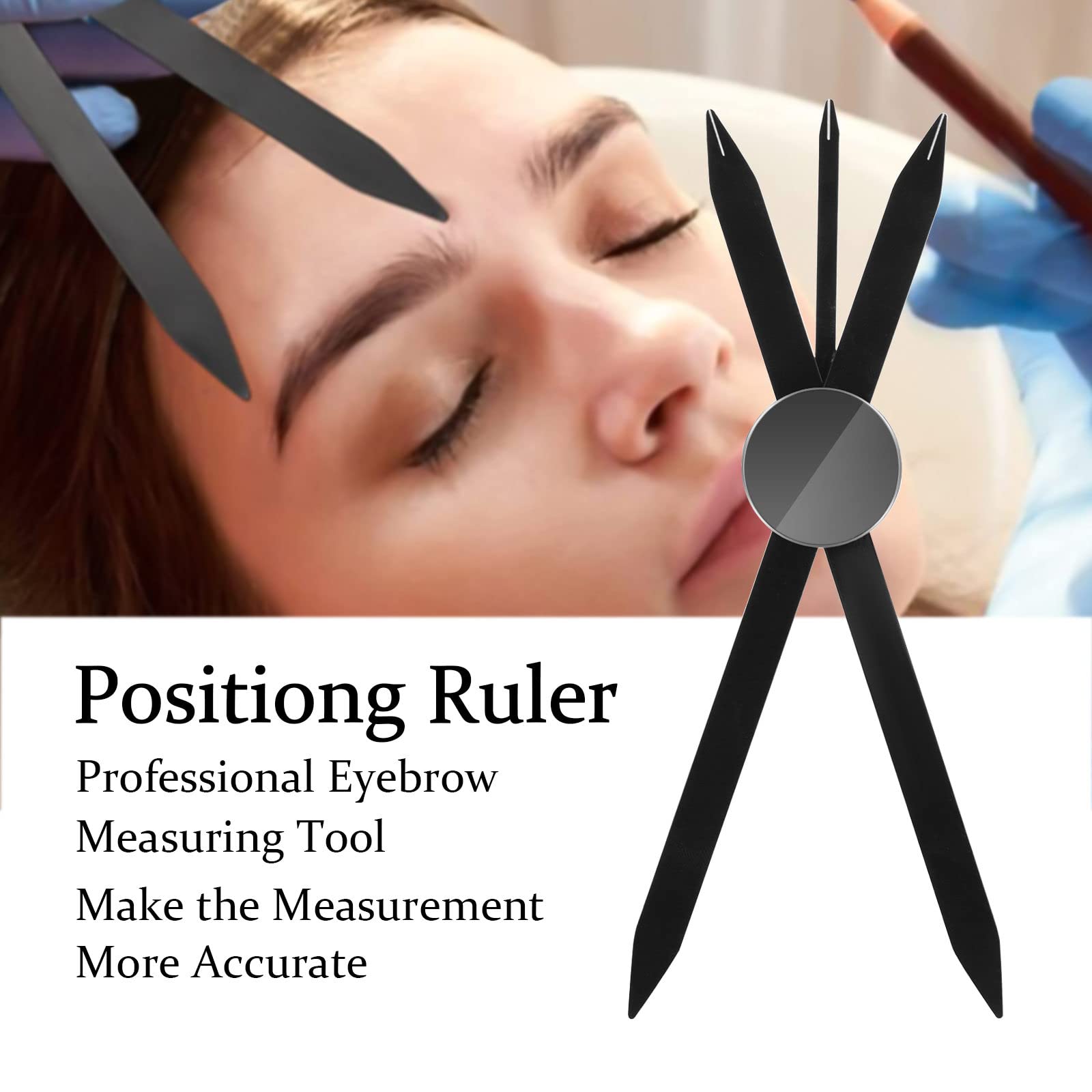 zalati Eyebrow Ruler Stainless Steel Tattoo Eyebrow Stencil Ruler Three-Point Positioning for Measuring Symmetrical Tool - Black - Image 2