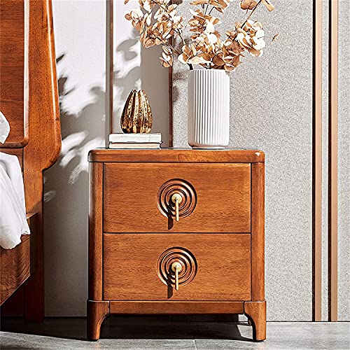 Petit meuble de chevet rétro en bois massif à 2 tiroirs pour rangement de chambre