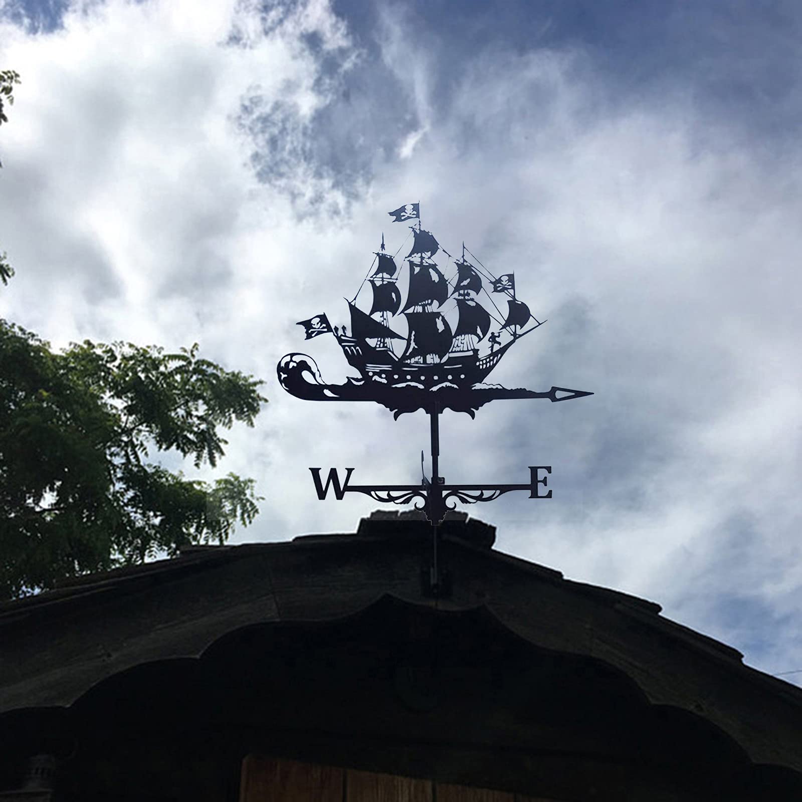 金属製、帆船型ステンレススチール製風見鶏、屋外用鉄製屋上庭園