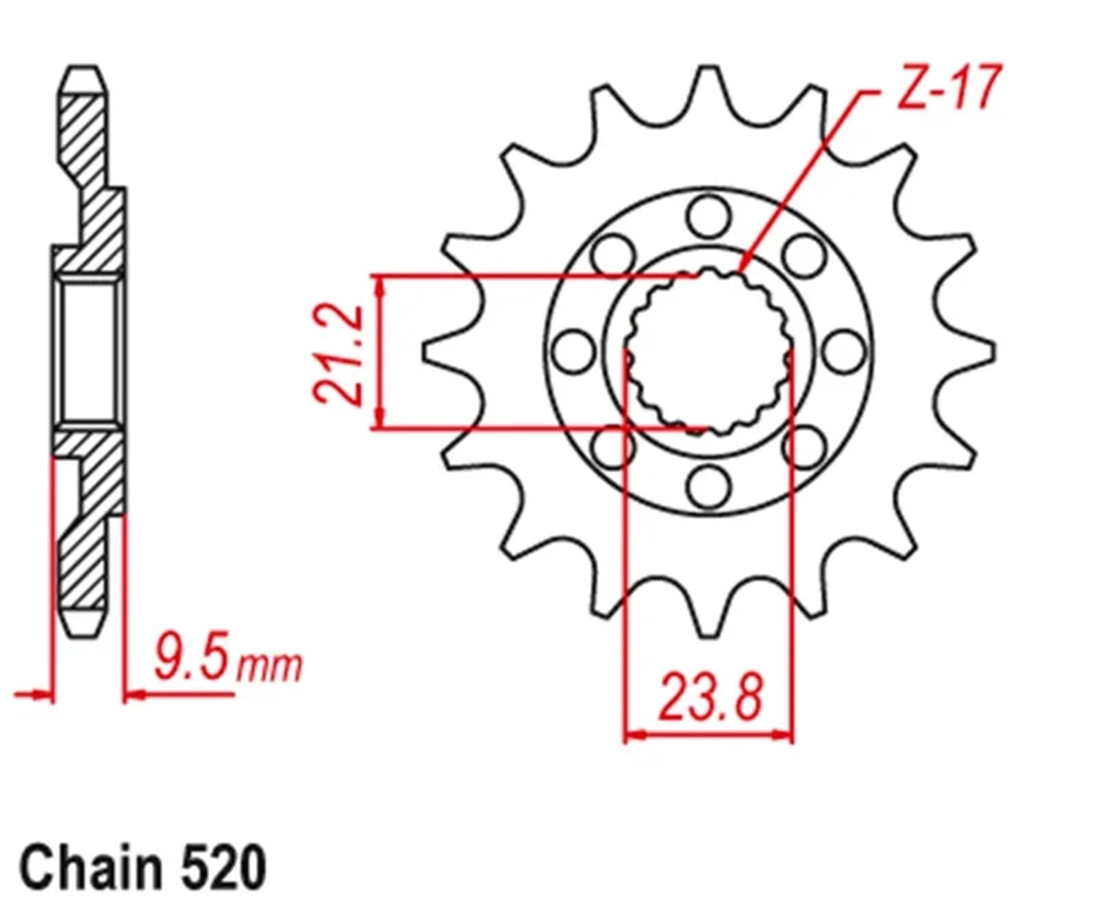 Moto Pignon Pignon De Sortie Boîte Moto 520 13 Dents pour CR250 RN, RP 1992-1993 ; CRF250 R-N 2022 CRF450 RX-N RX-S 2025