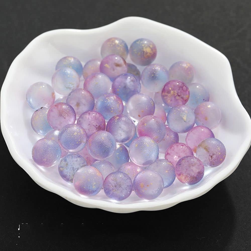 Ssmmam Luminous Purple Glass Marbles, 12mm Decorative Balls, 10 Pieces, for Vase Filling, Fish Tank, Home Decor, DIY Jewellery, No Hole Design