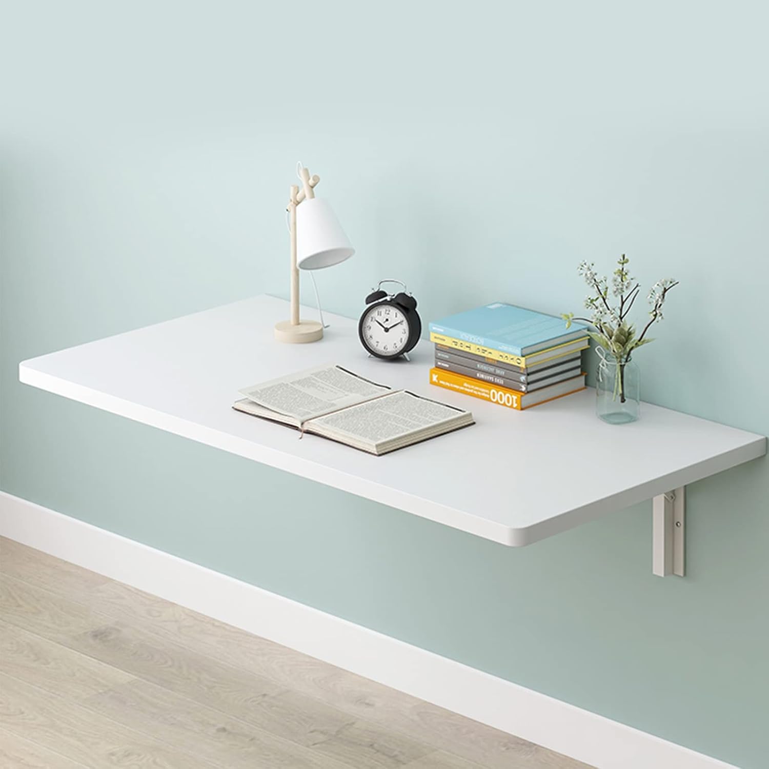 JATIBOSH Wall Mount Foldable Desk,Folding Wall Mounted Desk for Office Home Kitchen,Space Saving Fold Down Floating Desk for Study,Bedroom,Bathroom or Laundry Room(Size:60 * 30cm/23.6 * 11.8in)