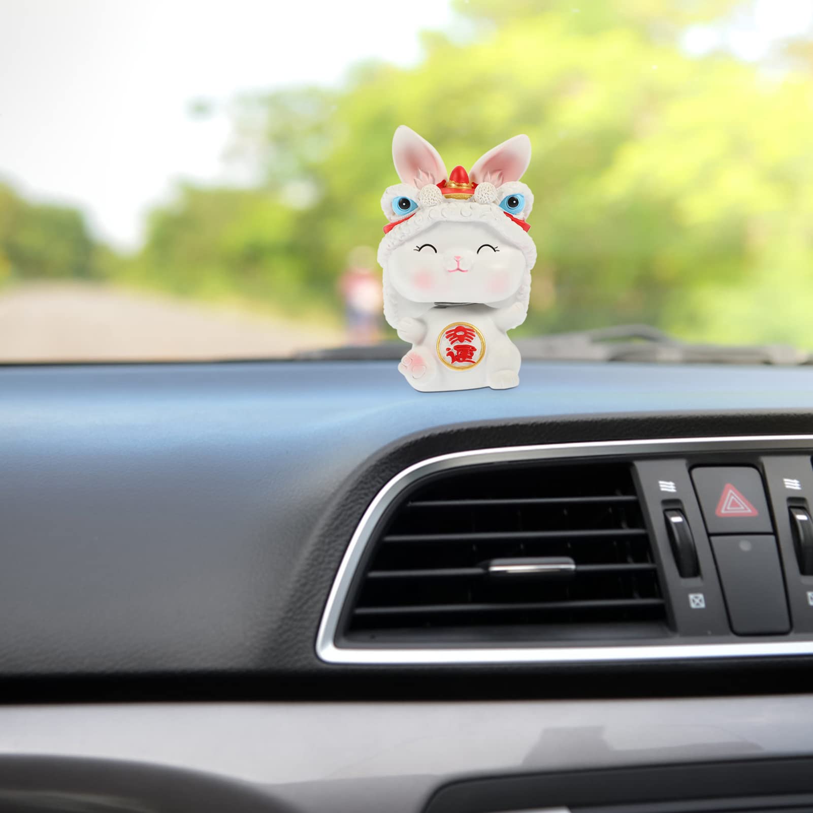 PRETYZOOM 4 Pièces Ornements artisanaux en résine décor de Sculptures Mini-Jouet Accessoires Auto Car Accessories Figurine de Lapin en résine secouant la tête décoration Mini Lapin en