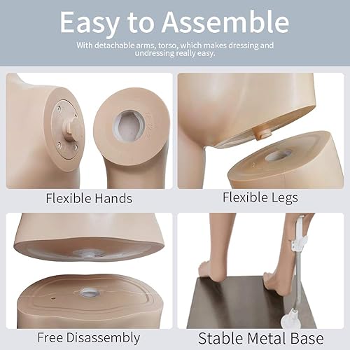 Miniatura 3 de Maniquí masculino de cuerpo completo forma de vestido de costura modelo soporte ajustable 73 pulgadas maniquí desmontable realista cuerpo exhibición