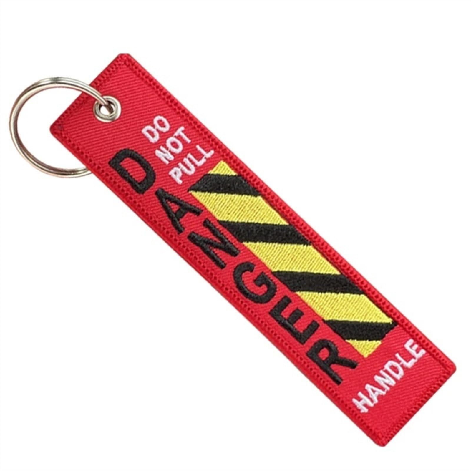 Bedeuu Unisex Design 15 1 Pc Wholesale Aviation Keychain Do Not Pull Danger Remove Before Flight Both Sides Embroidery Car Key Pendant Tag Accessories(Design 15)