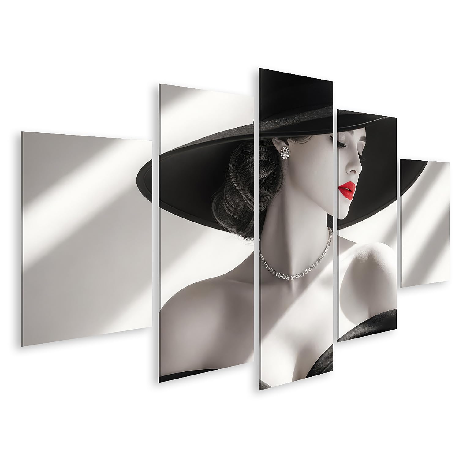 islandburner Bild auf Leinwand Stilvolles Frauenporträt Kunstdruck Wohnzimmer Eleganz für Kunstliebhaber - 5-teilig