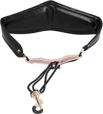 Saxophone Neck Strap - Ergonomic Padded Leather Alto Sax Strap with Rubberized Protectionl Swivel Snap Clip, Reduces Neck Pressure, for Alto/Tenor/Baritone/Soprano Saxophone