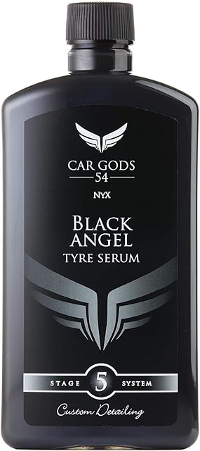 Car Gods Black Angel Pigmented Tyre Shine Ultra Hydrophobic Formula Repels Dirt and Water Tyre Treatment 500ml - Restore Colour of Rubber - Easy To Apply Gel - PH Neutral Acid Free Formulation