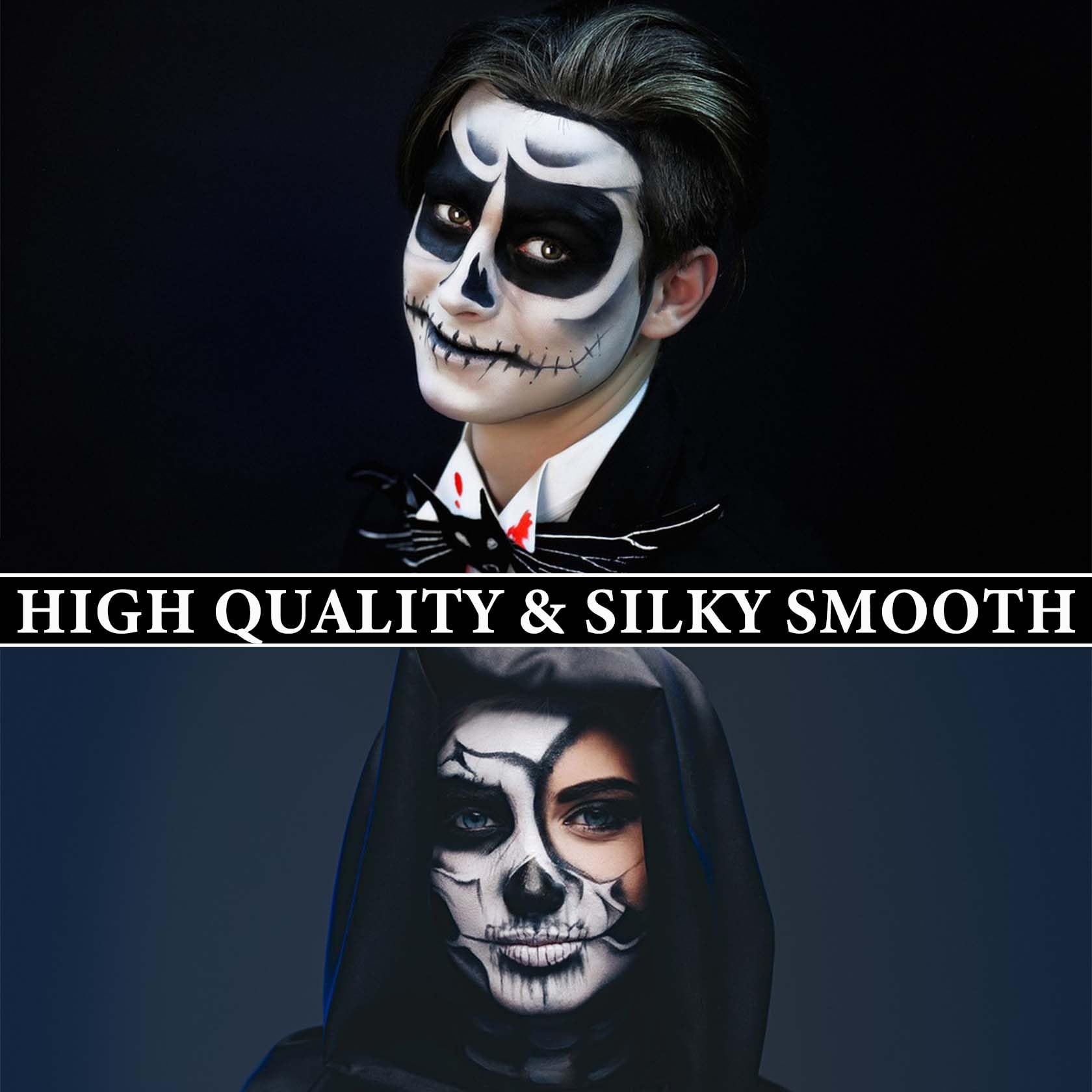 Barra de pintura negra para rostro y cuerpo, ojo de alta pigmentación, barra negra de larga duración, lápiz labial negro mate, impermeable, para Halloween, fiestas de disfraces, zombi, cosplay 4