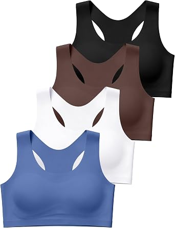 JOCMIC Girls Sports Bra Kids Racerback Training Bras with Sewn in Pads