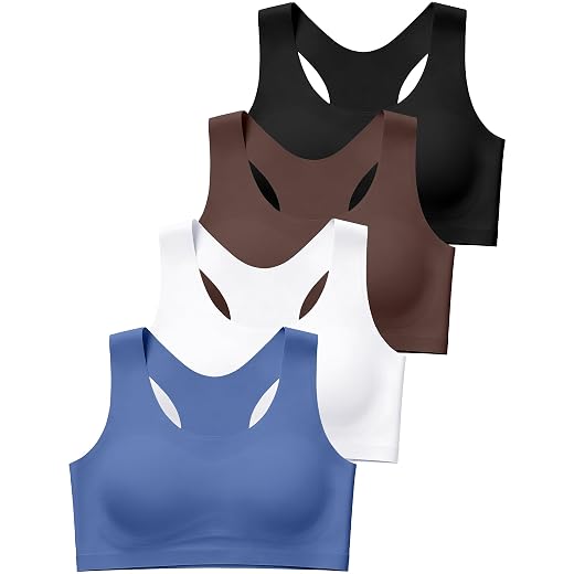 JOCMIC Girls Sports Bra Kids Racerback Training Bras with Sewn in Pads