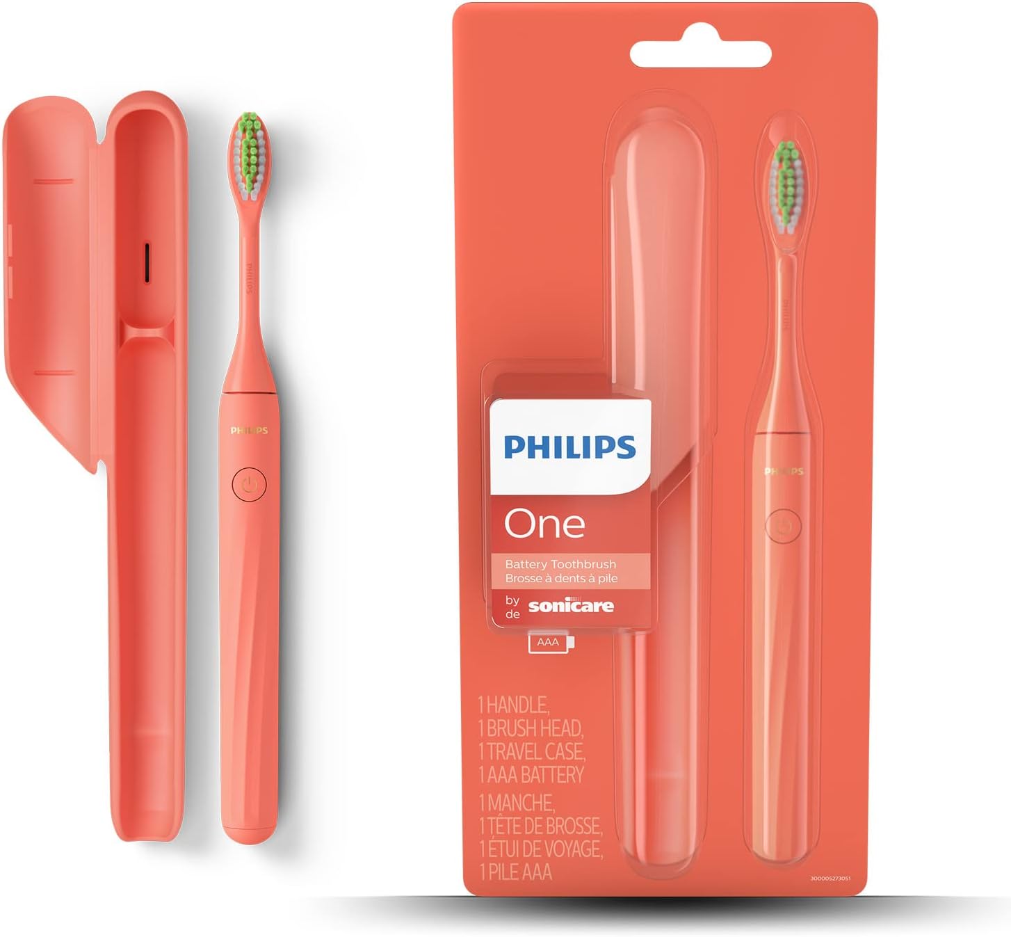 Philips One Battery Toothbrush - Electric Toothbrush in Miami Coral (Model HY1100/01) - Outdated Product