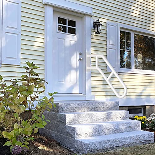 Upgraded Stair Handrails For 1-3 Steps, 27" Bent Handrails For Outdoor Steps, Wall Mounted Stair Railing U-Shaped Safety Grab Bar With 2 Anti-Skid Crossbar For Garage, Porch, Garden, Yard #TOP5