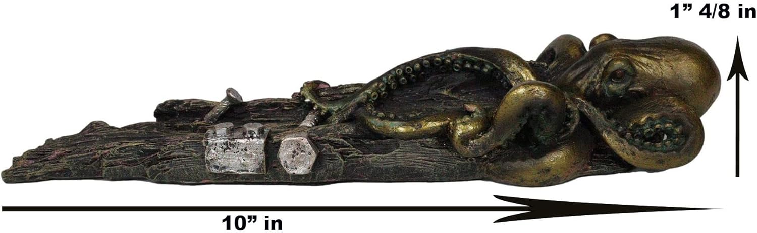 Ebros Nautical Ocean Marine Octopus On Castaway Shipwreck Wooden Deck Incense Stick Burner Holder Resin Statue Sea Kraken Giant Octopuses Themed Decorative Figurine