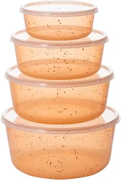 4Pcs stackable Plastic Bowls with Lids Set for Kitchen, Safe BPA Free Non Toxic Serving Bowl Bowls small