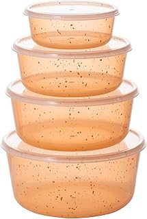4Pcs stackable Plastic Bowls with Lids Set for Kitchen, Safe BPA Free Non Toxic Serving Bowl Bowls