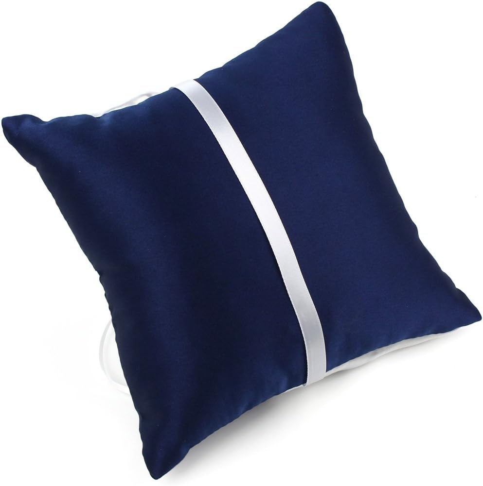 KateMelon 4-Piece Nautical Anchor Charm Wedding Guest Book Set with Pen Ring Pillow and Flower Girl Basket, Navy Blue