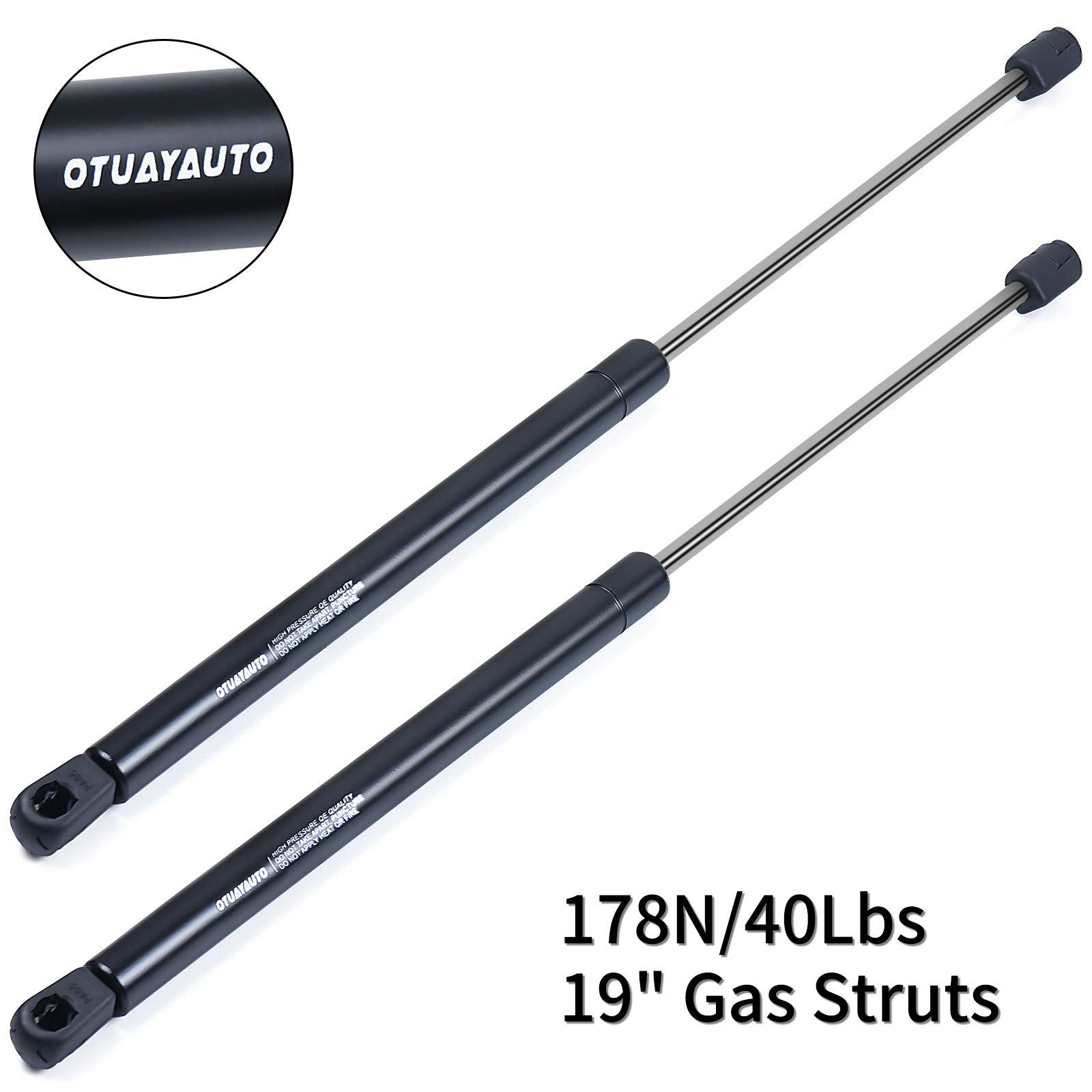 OTUAYAUTO 19 inch Gas Strut - 178N/40Lbs Universal Lift Support - C1620651 Gas Shocks for Tool Box Shock, Truck Cap Strut, Hydraulic Door Hinge, Cabinet Gas Strut, RV Door Strut