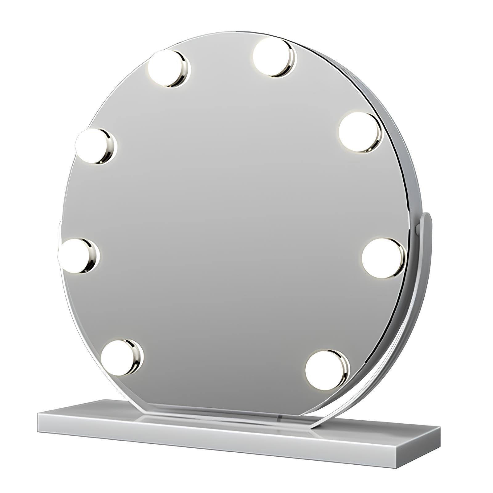 VQWQV LED Desktop Vanity Illuminated Mirror with Lights Touch Control