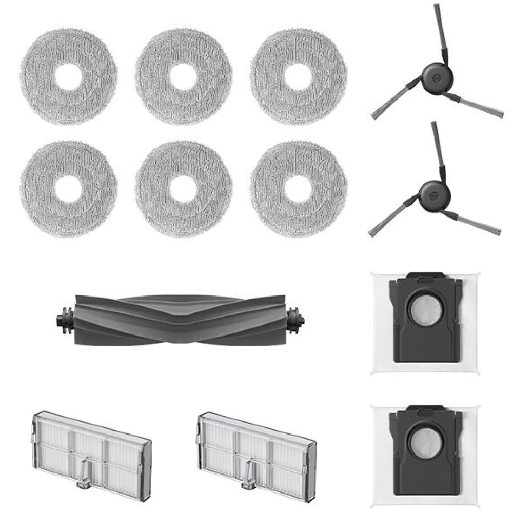 DREAME Kit de Accesorios de Repuesto Robot Aspirador L10sUltraGen3, D30Ultra, L40UltraA, 1 Cepillo Principal de Goma, 2 Cepillos Laterales, 2 Filtros, 2 Bolsas de Polvo, 3 Pares de Paños Mop