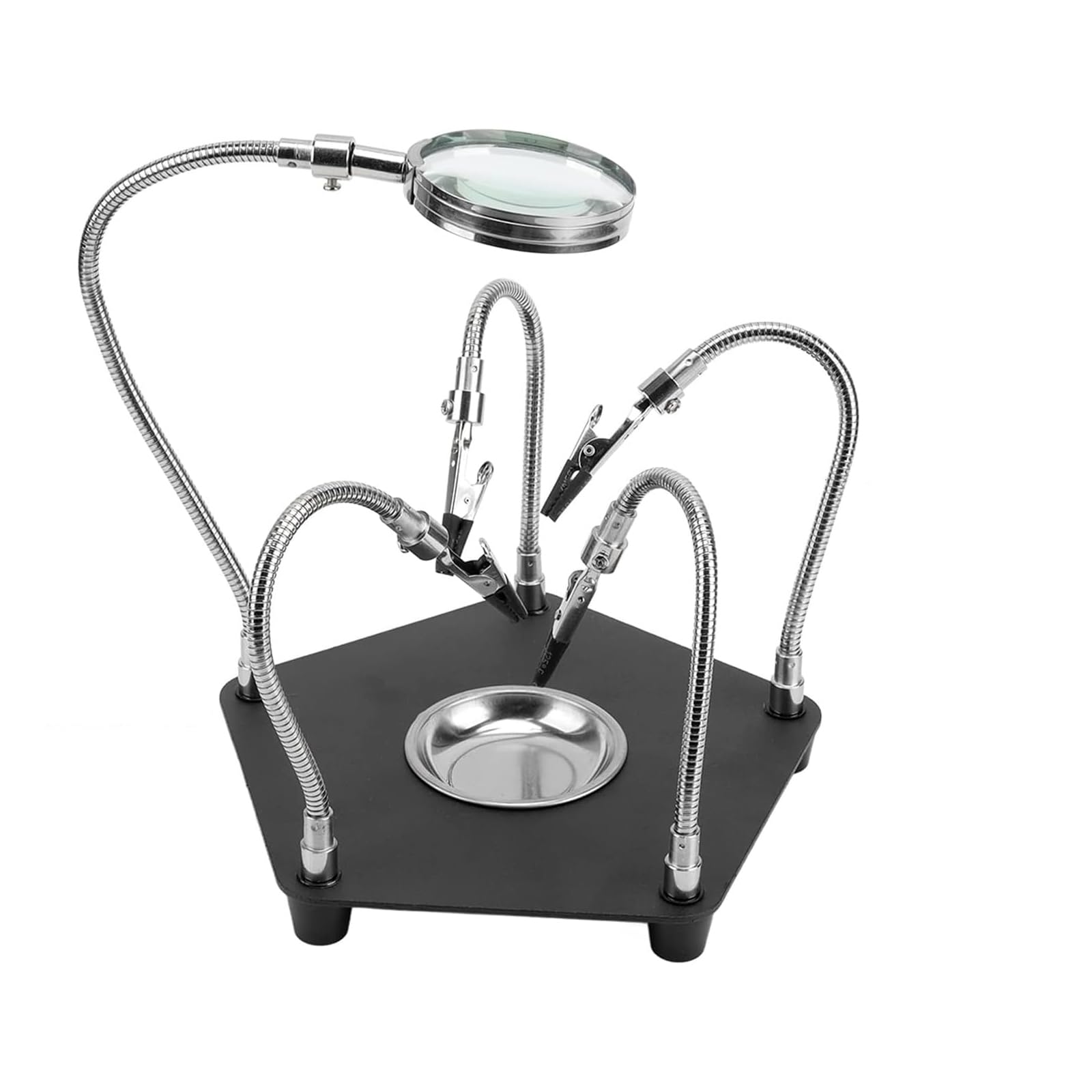 QWORK Lötstation 'Dritte Hand' Mit Lupe - 4 Flexible Arme & Krokodilklemmen