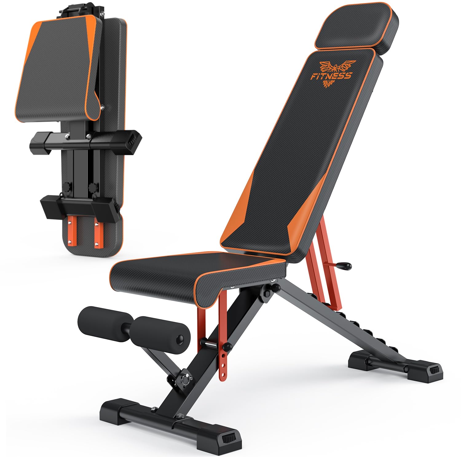 Weight Bench Adjustable, Full Body Exercise Folding Fitness Workout Bench with 7 Positions, Exercise Bench for Weight Lifting & Sit Up Abdominal Supine Board Flat Home Gym