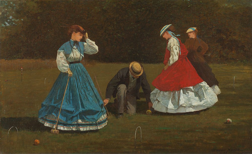 Lámina de Winslow Homer Croquet Scene con marco decorativo