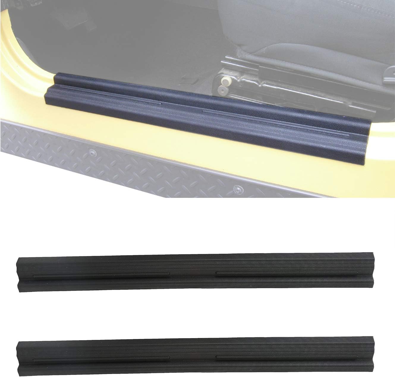 Hooke Road TJ Door Sill Entry Guard Scuff Plate in Black Compatible with Jeep TJ Wrangler 1997-2006
