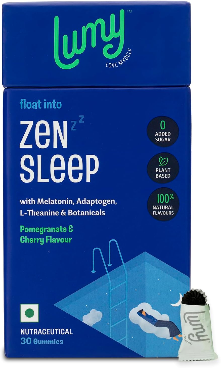 Lumy Zen Melatonin gummies: Melatonin 5mg & Adaptogens for Deep Sleep, Morning Energy |Non-Addictive | Sleep-Gut Harmony | 30 Gummies | L-Theanine, Jatamansi for Stress Relief, Muscle Relaxation