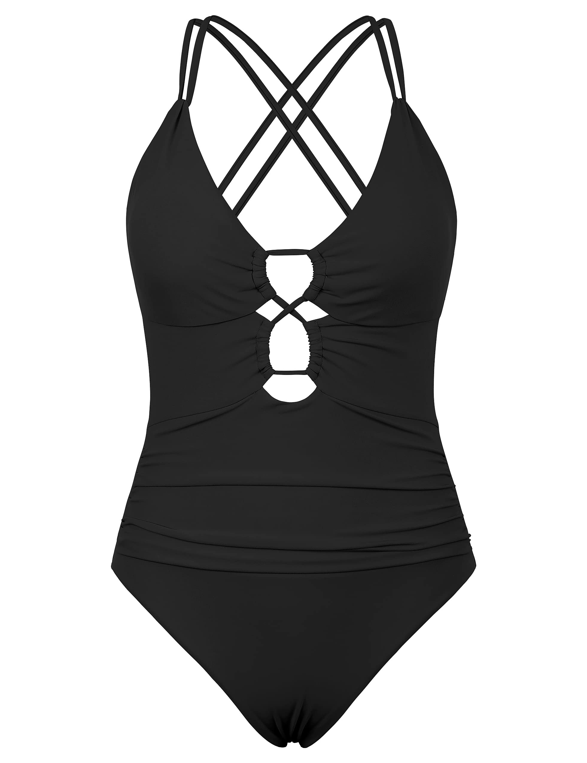 Hilor Maillot de bain une pièce à armatures pour femme - Col en V plongeant - Monokini