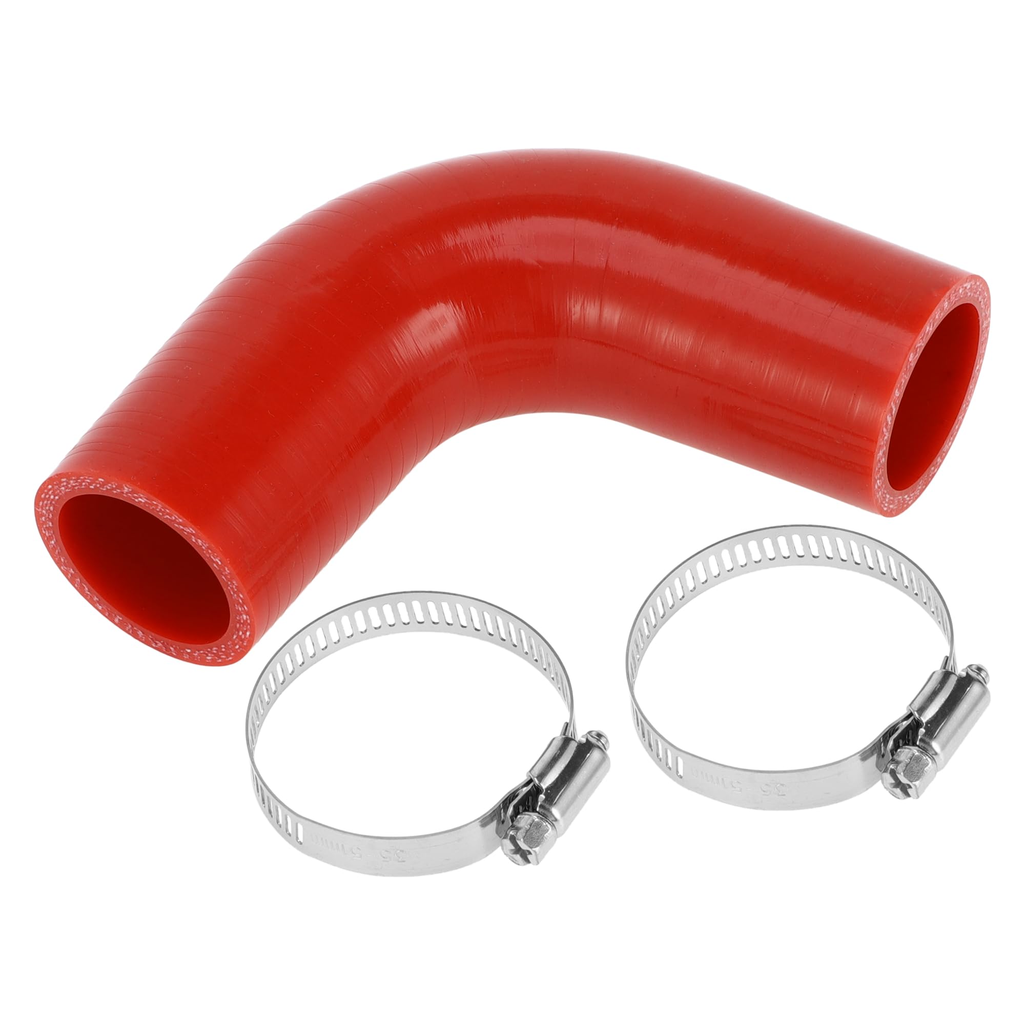 A ABSOPRO 1 Set 35mm/1.38" ID 90mm/3.54" Length 90 Degrees Red Car Silicone Hose with Clamps Coolant Hose Universal