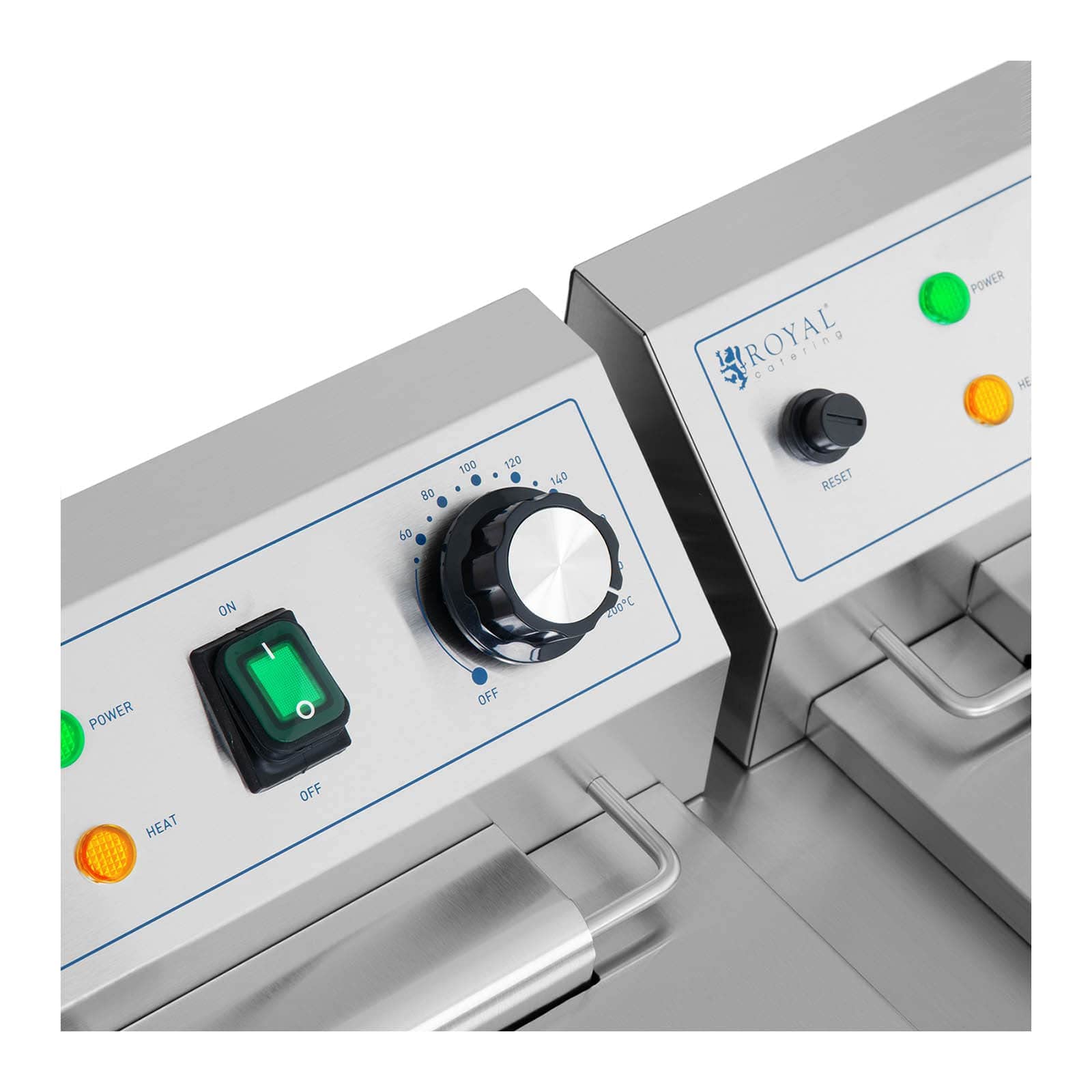 Royal Catering RCPSF 18ETH Friggitrice Elettrica Professionale Pro Due Doppio Vassoio Zone Fredde In Inox 2 X 9 L Monofase 230 V