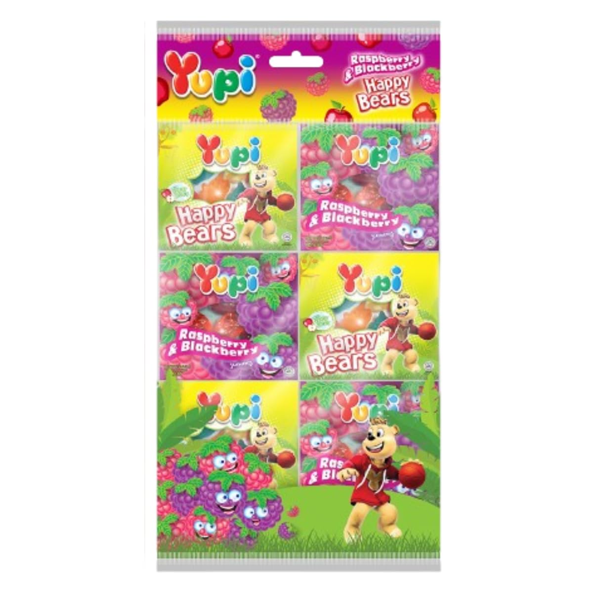 Yupi Happy Bears Raspberry & Blackberry Gummy Candy, 100g Pack, Soft, Chewy & Fruity Treats, Kids & Adults Snack, Party & Travel Sweets