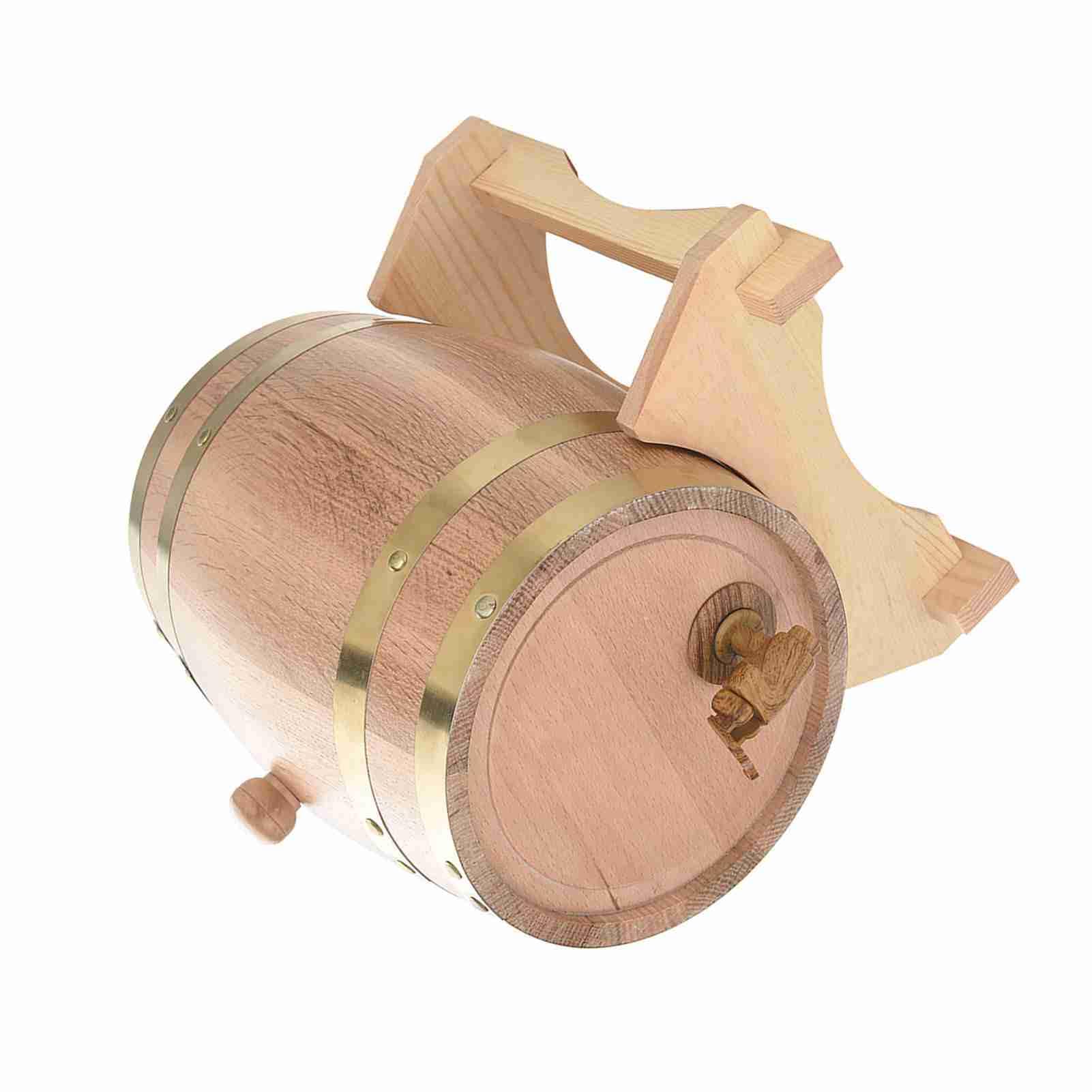 Barril de roble hecho a mano de 10 litros con soporte y grifo de plástico para guardar vino, whisky, ron, cerveza de Oporto (vinagre)