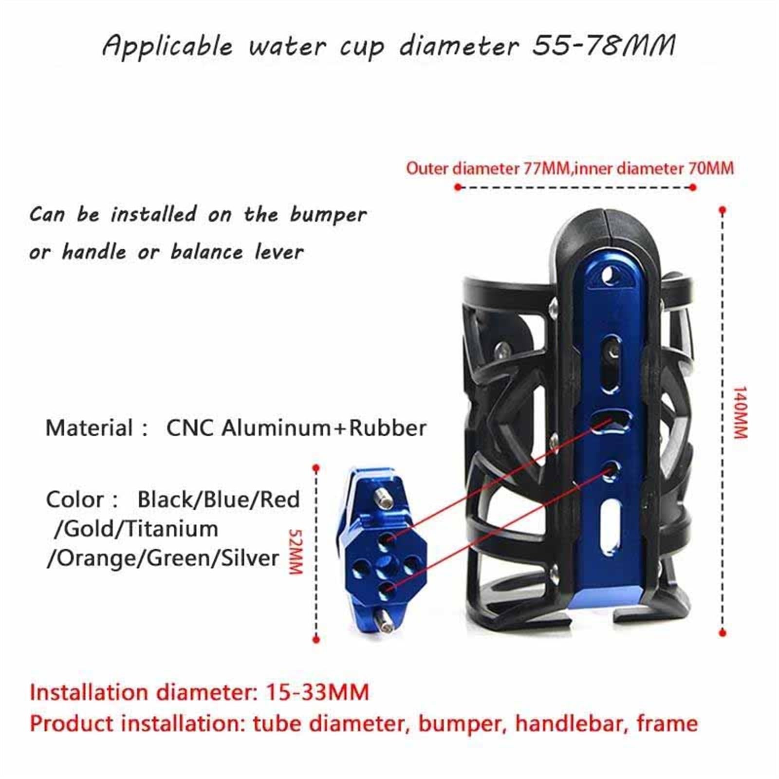 Supporto di Bottiglia del Motociclo per Y&amaha Tracer700 Tracer900 GT Tracer 900GT Bevanda Acqua Tazza di tè Supporto Accessori di Modifica Gabbie Bottiglie (Color : Titanium)