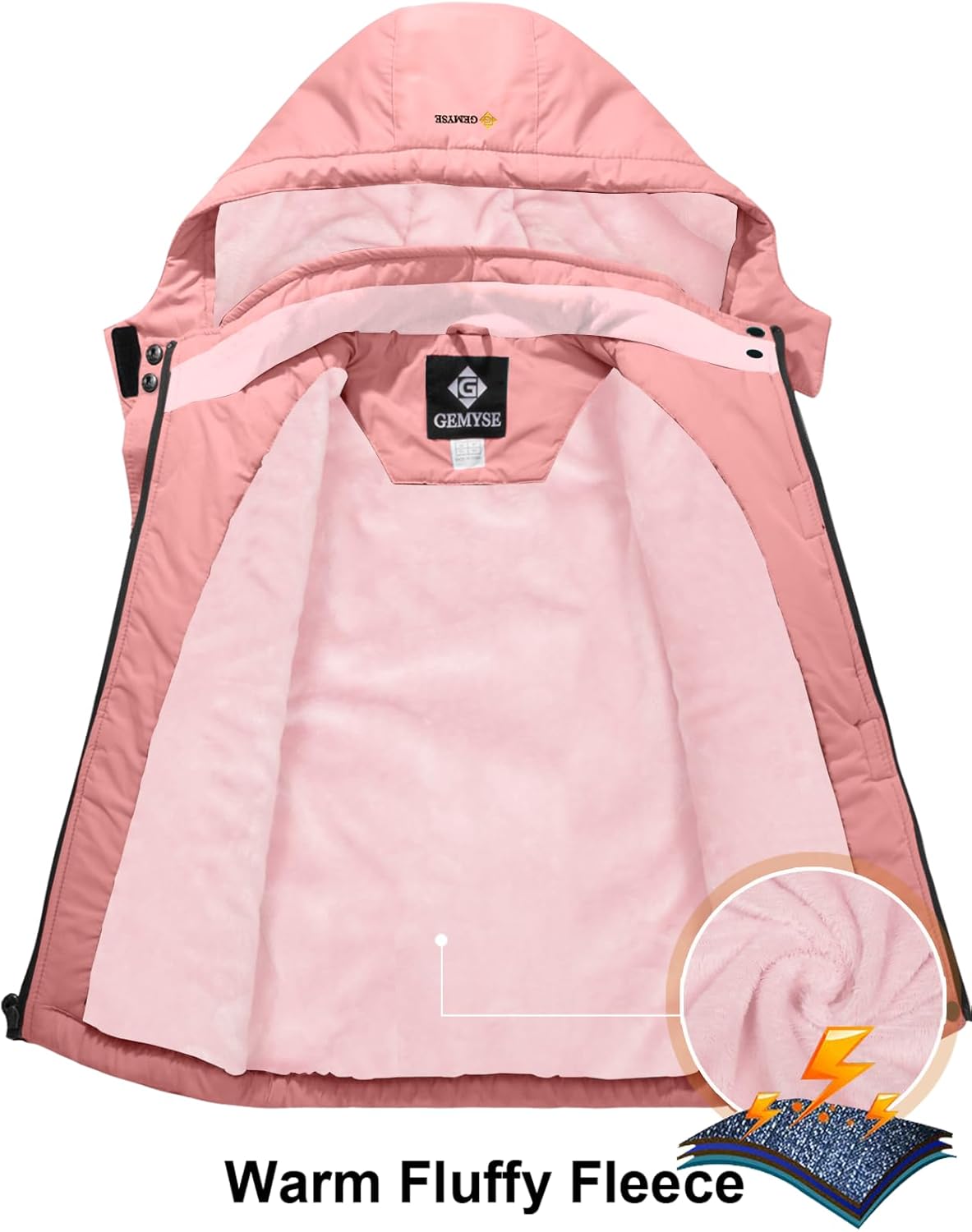 GEMYSE Girl's Waterproof Ski Snow Jacket Hooded Fleece Lined Windproof Winter Jacket - Image 4