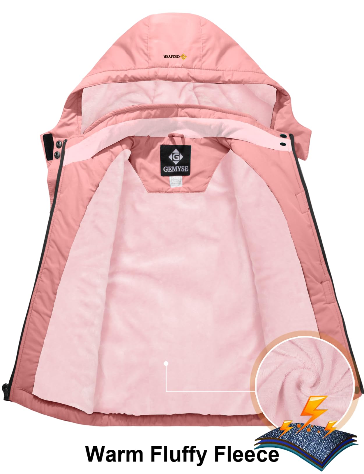 GEMYSE Bambine Giacca da Sci Impermeabile Pile Antivento Giacche Ragazze invernale Cappotto con Cappuccio