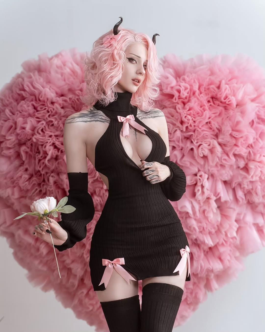 KORURACLUB Bow Sweater Costume（3-PIECE SET） premium sweater cosplay lingerie Bow Sweater succubus lingerie