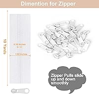 Vista 3 de MiniRed The Yards - Cremallera de bobina de nailon blanco de 10 yardas, cremalleras a granel #3 para bolsas de manualidades de costura con 20
