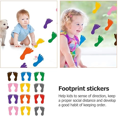 Miniatura 6 de VILLCASE 24 pares de calcomanías de huellas para niños, guía de dibujos animados, calcomanías de piso, calcomanías de huellas para oficina, escuela,
