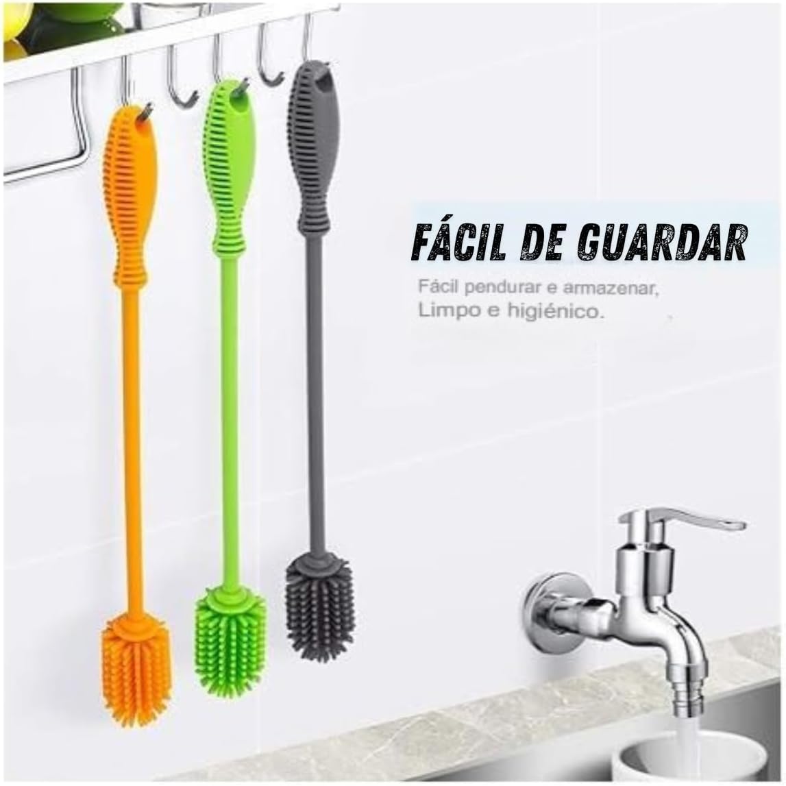 Kit 2 Escovas Silicone Para Lavar Garrafas Mamadeiras Copos Jarras e Taças ORIGINAL